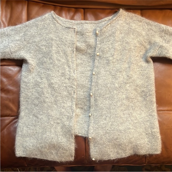 Sezane Gaspard Cardigan Sweater Gray Medium Mohair Alpaca - Picture 3 of 4